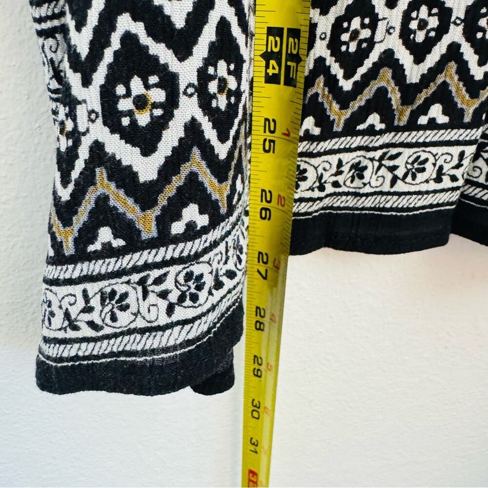 VINTAGE FORBIDDEN Black White Beige Paisley Print Boho Poncho Blouse Shirt Top L - Picture 12 of 13